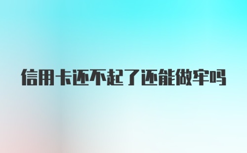 信用卡还不起了还能做牢吗