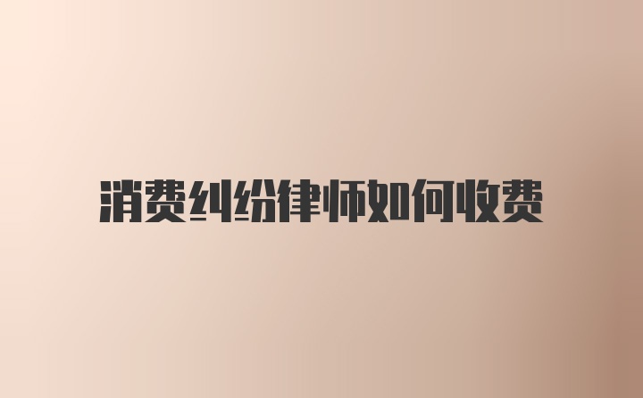 消费纠纷律师如何收费