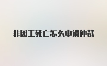 非因工死亡怎么申请仲裁