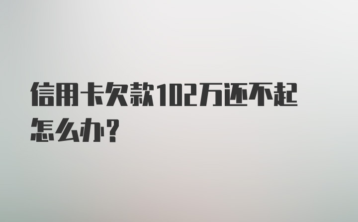 信用卡欠款102万还不起怎么办？