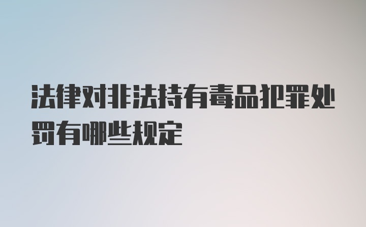 法律对非法持有毒品犯罪处罚有哪些规定