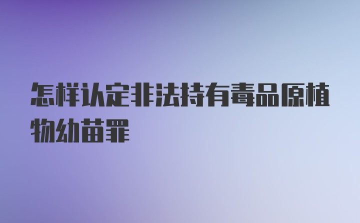 怎样认定非法持有毒品原植物幼苗罪