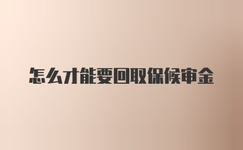 怎么才能要回取保候审金