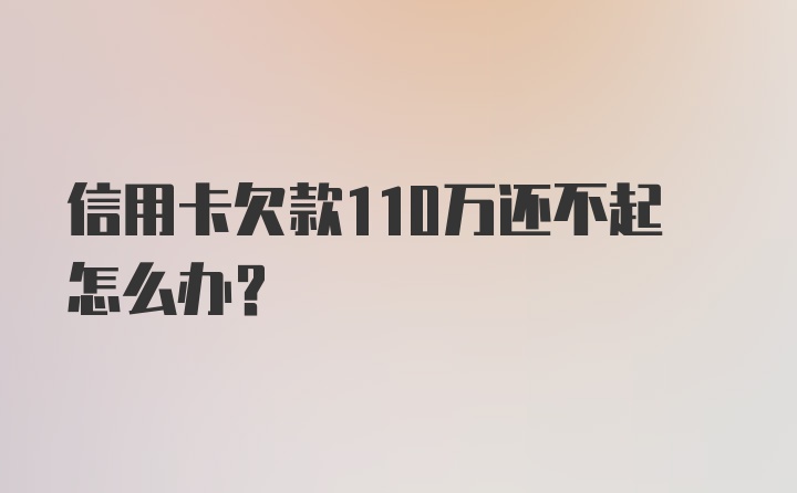 信用卡欠款110万还不起怎么办？