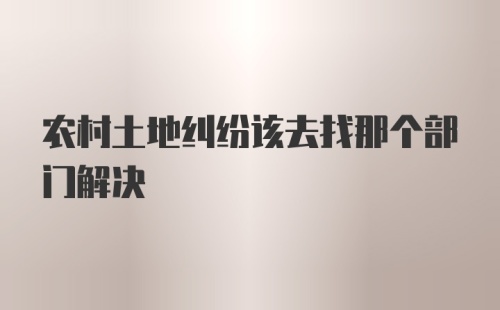 农村土地纠纷该去找那个部门解决