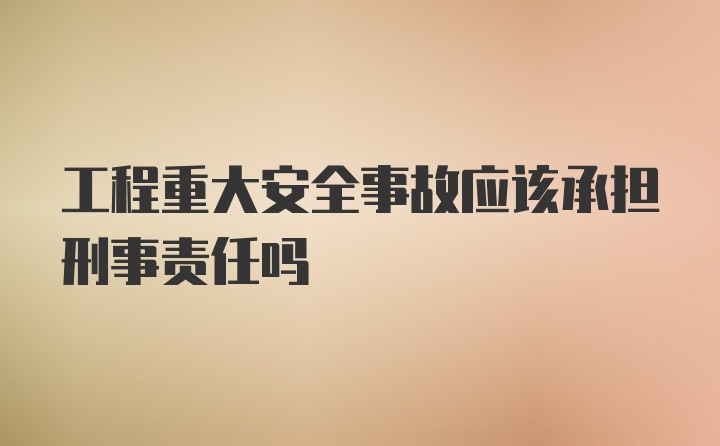 工程重大安全事故应该承担刑事责任吗