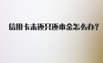 信用卡未还只还本金怎么办？