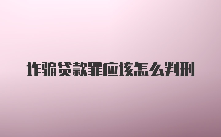 诈骗贷款罪应该怎么判刑