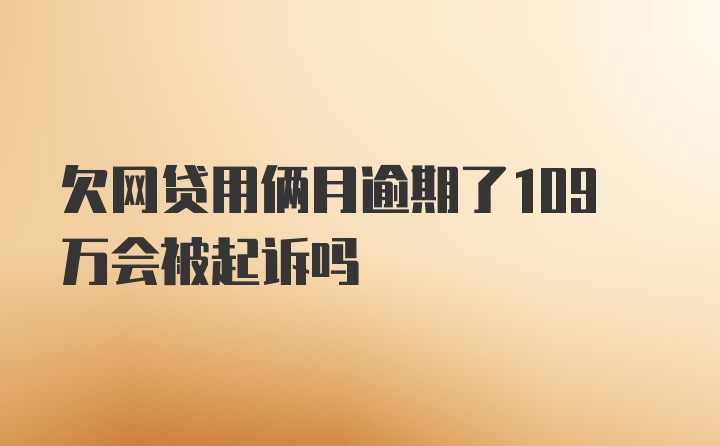 欠网贷用俩月逾期了109万会被起诉吗