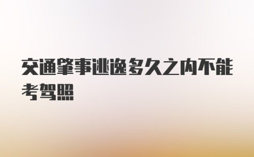 交通肇事逃逸多久之内不能考驾照