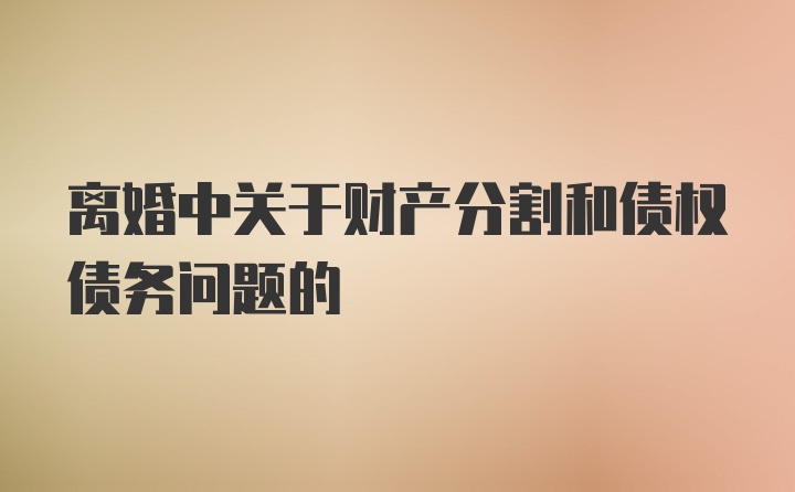 离婚中关于财产分割和债权债务问题的