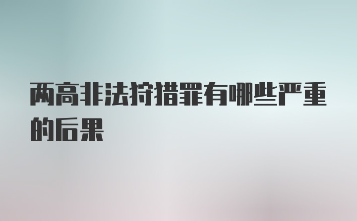 两高非法狩猎罪有哪些严重的后果