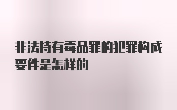 非法持有毒品罪的犯罪构成要件是怎样的