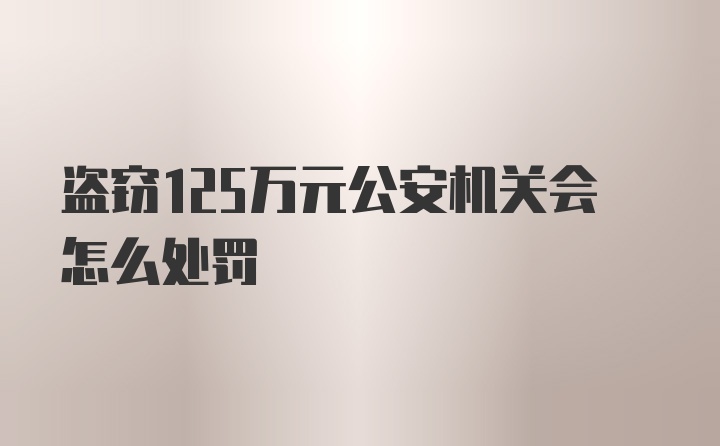 盗窃125万元公安机关会怎么处罚