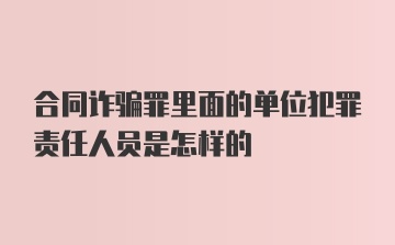 合同诈骗罪里面的单位犯罪责任人员是怎样的