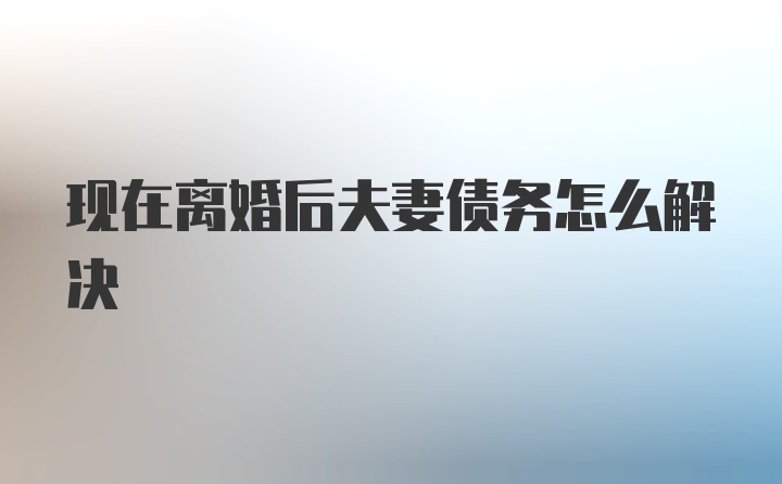 现在离婚后夫妻债务怎么解决