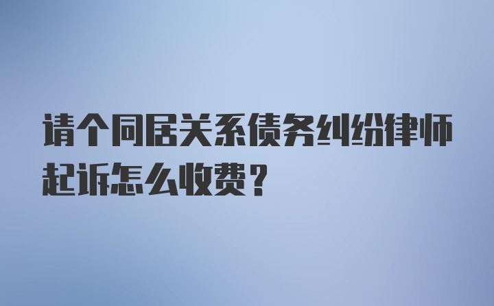 请个同居关系债务纠纷律师起诉怎么收费？