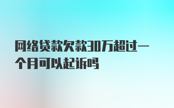 网络贷款欠款30万超过一个月可以起诉吗