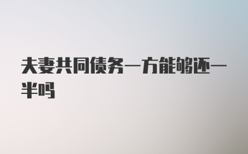 夫妻共同债务一方能够还一半吗