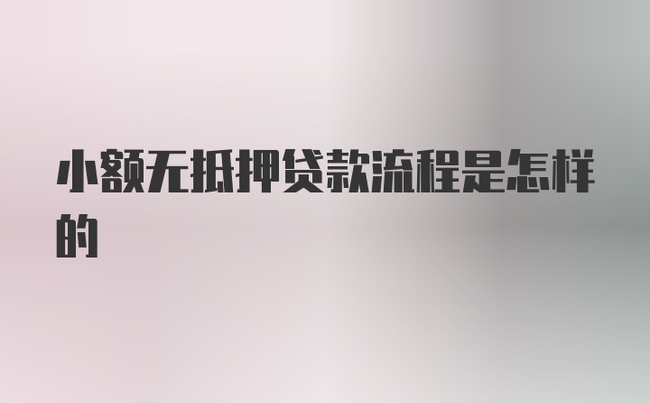 小额无抵押贷款流程是怎样的