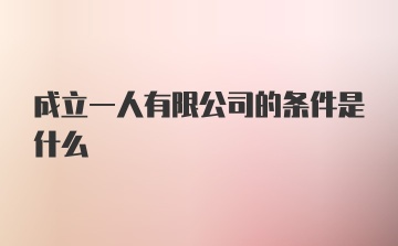 成立一人有限公司的条件是什么