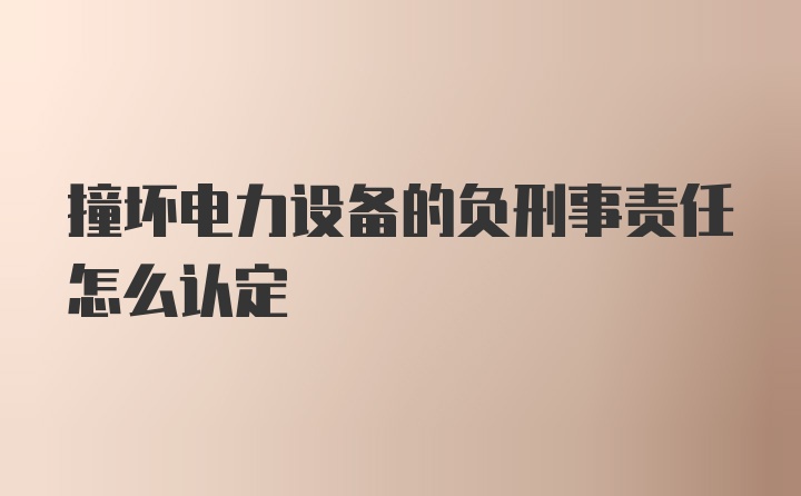 撞坏电力设备的负刑事责任怎么认定