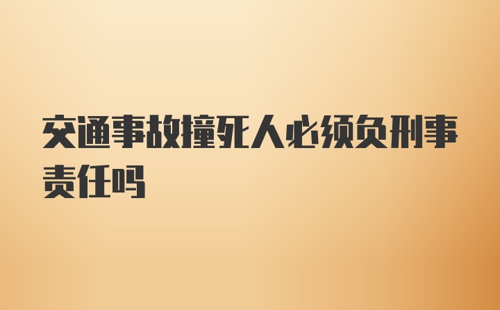 交通事故撞死人必须负刑事责任吗