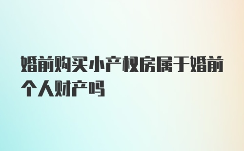 婚前购买小产权房属于婚前个人财产吗