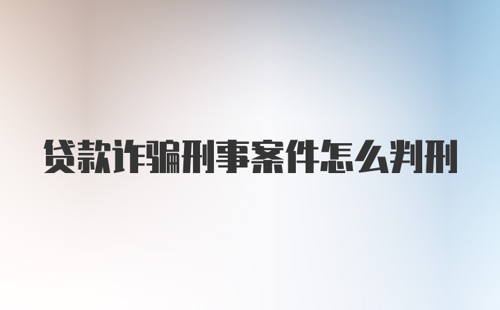 贷款诈骗刑事案件怎么判刑