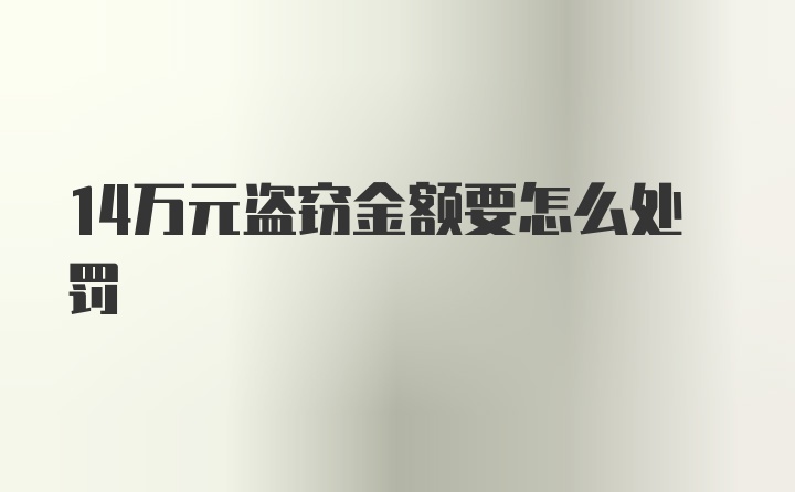 14万元盗窃金额要怎么处罚