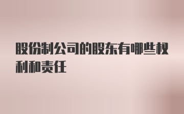 股份制公司的股东有哪些权利和责任