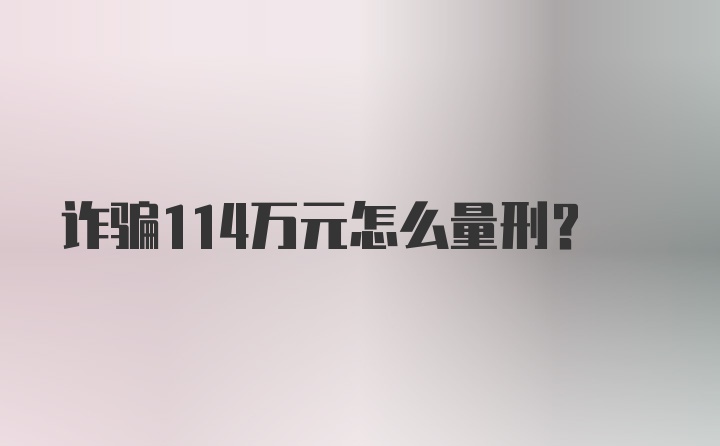 诈骗114万元怎么量刑？