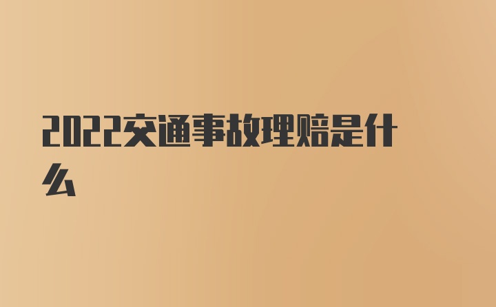 2022交通事故理赔是什么