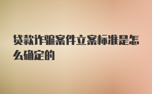 贷款诈骗案件立案标准是怎么确定的