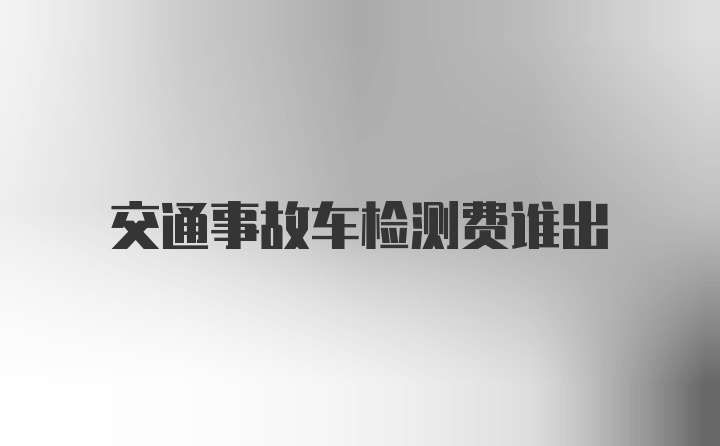 交通事故车检测费谁出