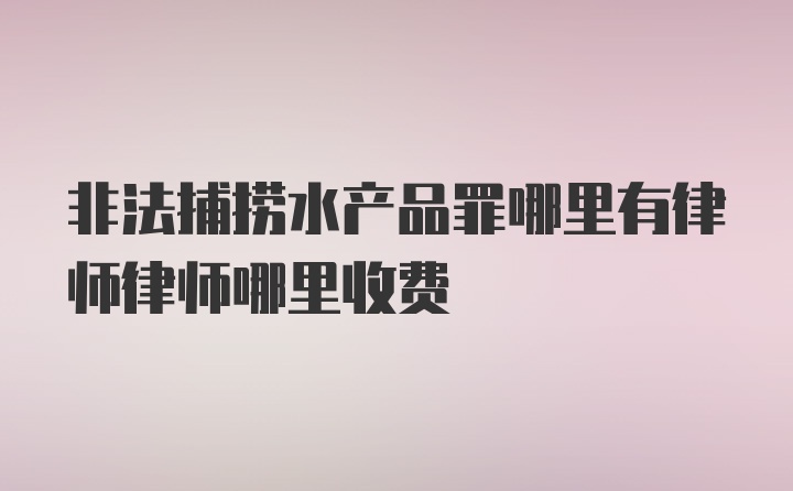 非法捕捞水产品罪哪里有律师律师哪里收费