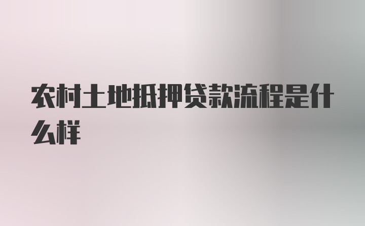 农村土地抵押贷款流程是什么样