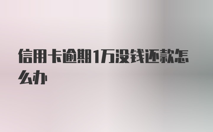 信用卡逾期1万没钱还款怎么办