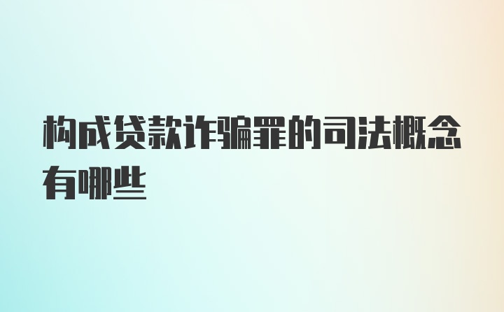 构成贷款诈骗罪的司法概念有哪些