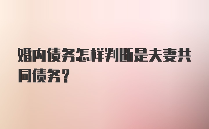 婚内债务怎样判断是夫妻共同债务?