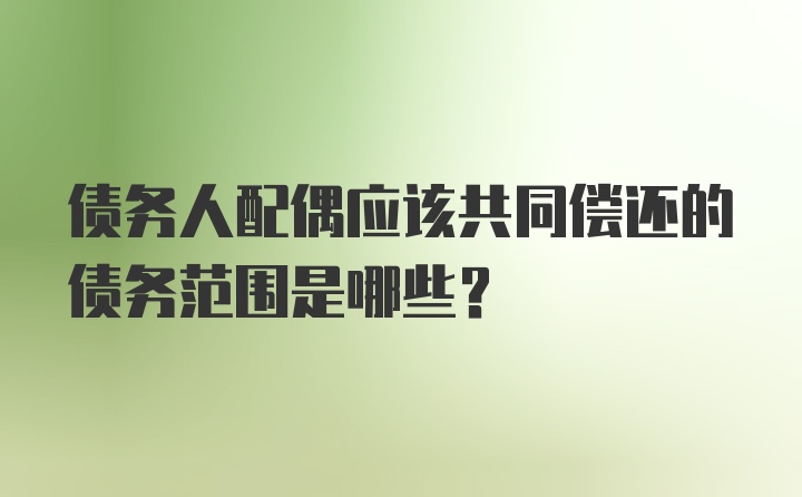 债务人配偶应该共同偿还的债务范围是哪些？