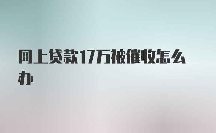 网上贷款17万被催收怎么办