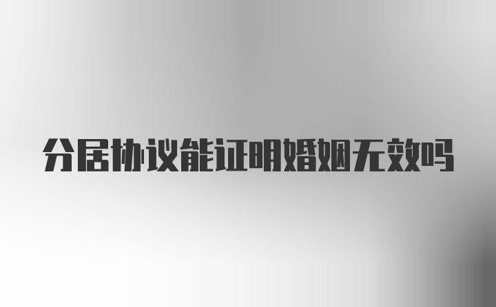 分居协议能证明婚姻无效吗