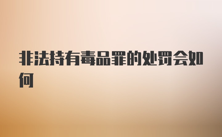 非法持有毒品罪的处罚会如何