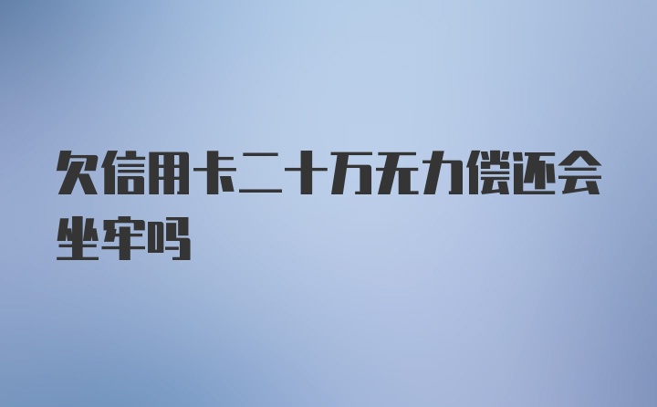 欠信用卡二十万无力偿还会坐牢吗