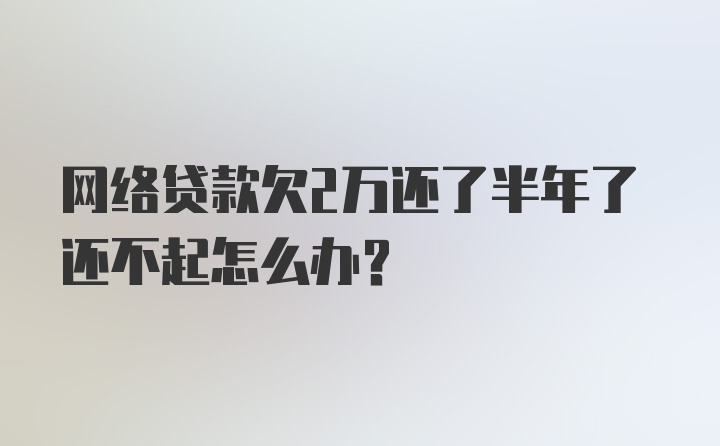 网络贷款欠2万还了半年了还不起怎么办？