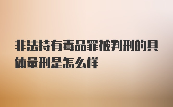 非法持有毒品罪被判刑的具体量刑是怎么样