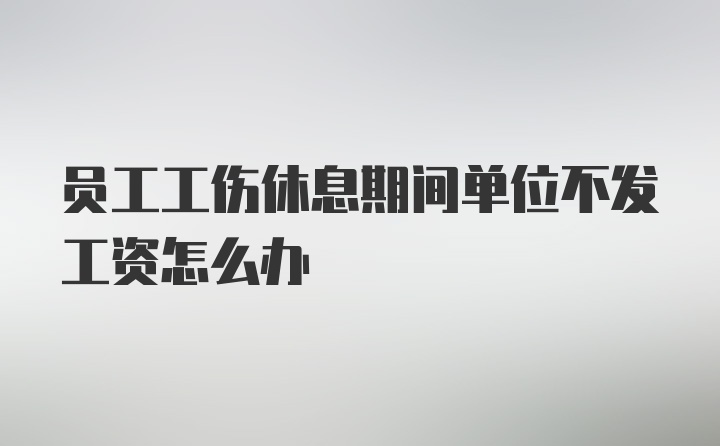 员工工伤休息期间单位不发工资怎么办