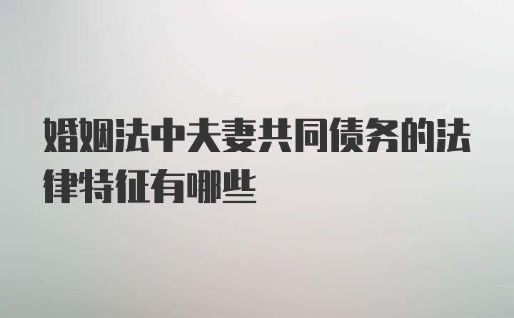 婚姻法中夫妻共同债务的法律特征有哪些