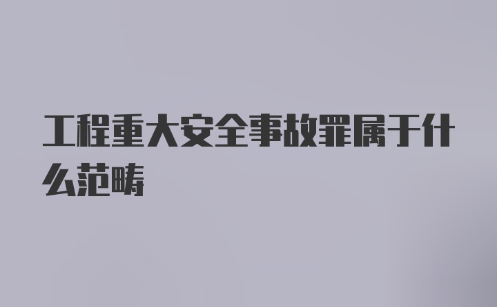 工程重大安全事故罪属于什么范畴